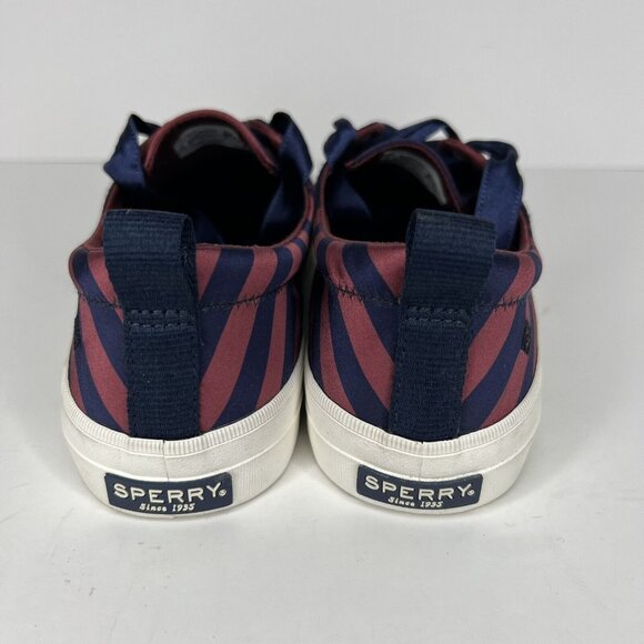Sperry Top Sider Crest Vibe Varsity Select Womens Size 10 Wine/Navy Satin Stripe - Picture 4 of 9